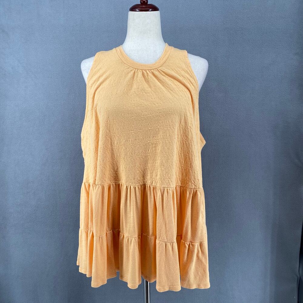 Free People Right On Time Tunic Tiered Sleeveless Womens M Orange Loose Fit